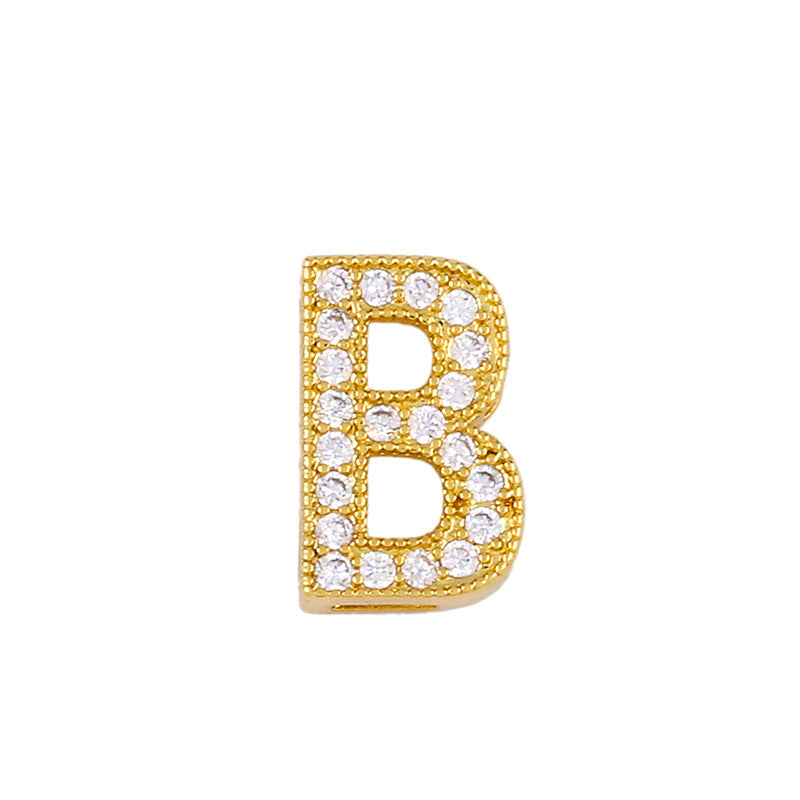 Wholesale 26 English Alphabets Gold-plated Necklaces with Diamonds